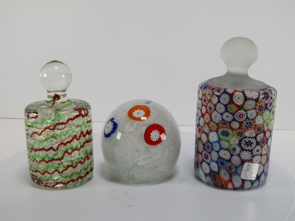 THREE MURANO & OTHER ART GLASS PAPERWEIGHTS