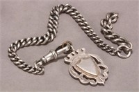 George V Sterling Silver Medal and Fob Chain,