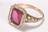 14ct Gold and Synthetic Ruby Ring,