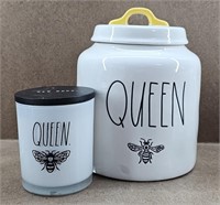 RAE DUNN Queen Bee Canister & Candle