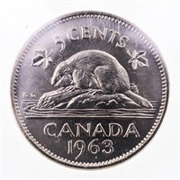 CANADA 1963 FIVE CENTS MS 65 ICCS