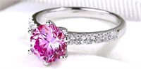 925S 2.0ct Pink Moissanite Diamond Ring