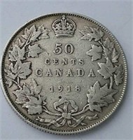 1918 Canada Silver 50 Cent Coin