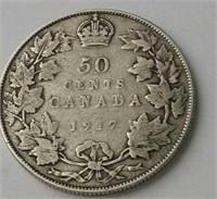 1917 Canada Silver 50 Cent Coin