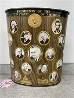 Vintage Weibro American presidents metal trash can