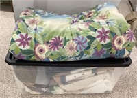 Large Tote of Linens & Comforter