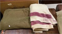 WW II military wool blankets - lot of two. 1733