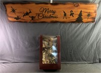 Lrg Slab Wood Sign With "Merry Christmas? Saying