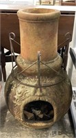 Terracotta Chiminea with Metal Base