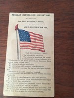 1880 presidential election nomination card--