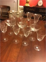 16 PIECES OF CRYSTAL STEMWARE- VARYING SIZES