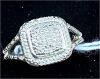 SILVER 54 ROUND AFRICAN MINED DIAMOND RING