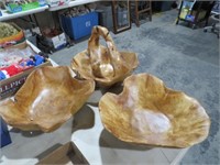 COLLECTION OF BURL WOOD TREE ROOT BOWLS & BASKET