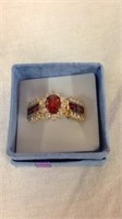 Red stone with small cz ring size 9