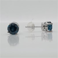 Certified 14K Blue Dia(1.44ct) Earrings
