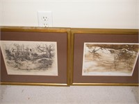 (2) FRAMED ETCHING's by WANG?  BOTH 18.5"x 16"