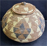 Vintage African-style hand woven basket