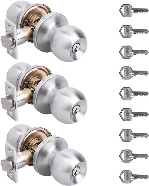 WF5065  YIHATA Doorknobs Entry Lock Set Satin Ni