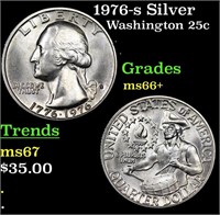 1976-s Silver Washington Quarter 25c Grades GEM++