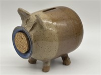 Pottery Piggy Bank w/ Snout Cork Stopper