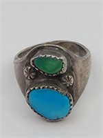 Vintage Navajo Sterling Silver Blue and Green
