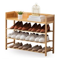 SOBIBO Bamboo Shoe Rack Organizer, 4 Tier Shoe Sh