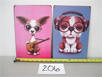 2 Metal Signs - Cute Puppy Dogs