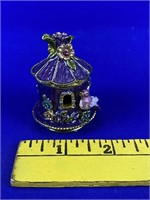 Bejeweled enameled pewter trinket box