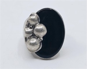 C Noir, Modernist Sterling Silver Onyx Ring