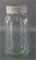 Crown Sealer Jar in Pale Green Glass
