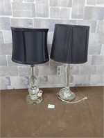 2 modern glass lamps