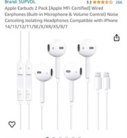 Apple Earbuds 2 Pack [Apple MFi Certified] Wired