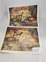 pair of fall farm prints