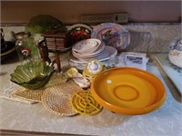 Dishes, hot plates, timer, odds & ends