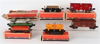 6- LIONEL FREIGHT CARS, w/ BOXES