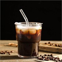 4pack 13OZ Ice Coffee Glass Tumbler with Straw