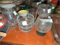 Vintage brandy snifter glasses, misc glassware