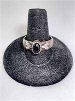 Vintage Sterling Native Blk Onyx Ring 7 G Size 9.5