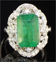 14kt Gold 9.34 ct GIA Emerald & Diamond Ring