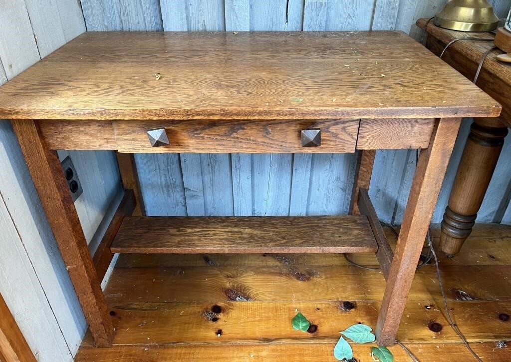 Vintage Wood Single Drawer Stand