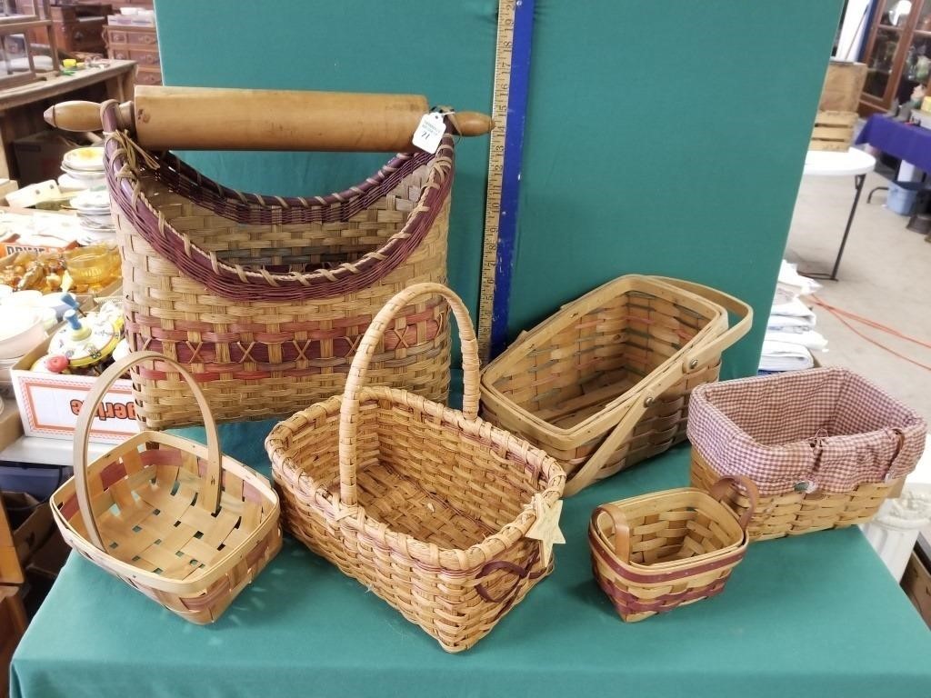 6 WOVEN BASKETS INCL VARIOUS MAKERS AND ARTISTS