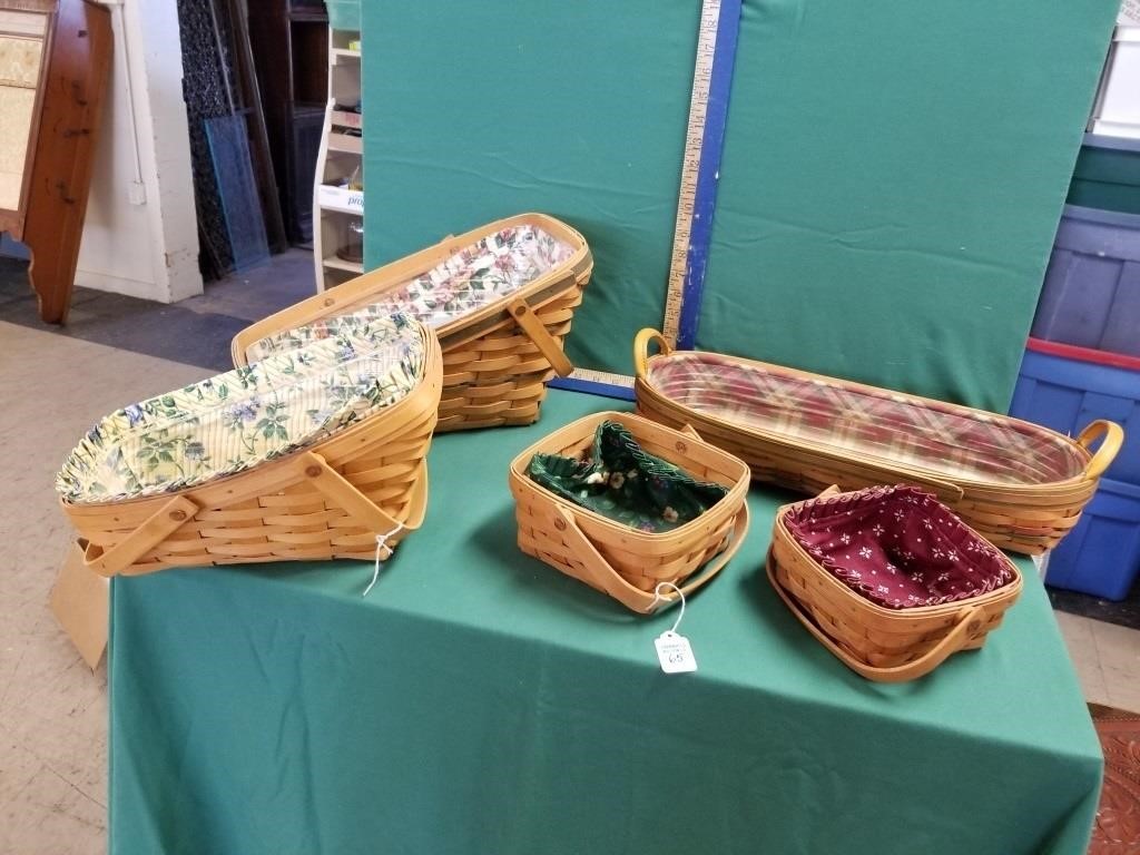 5 LONGABERGER ARTIST SIGNED BASKETS