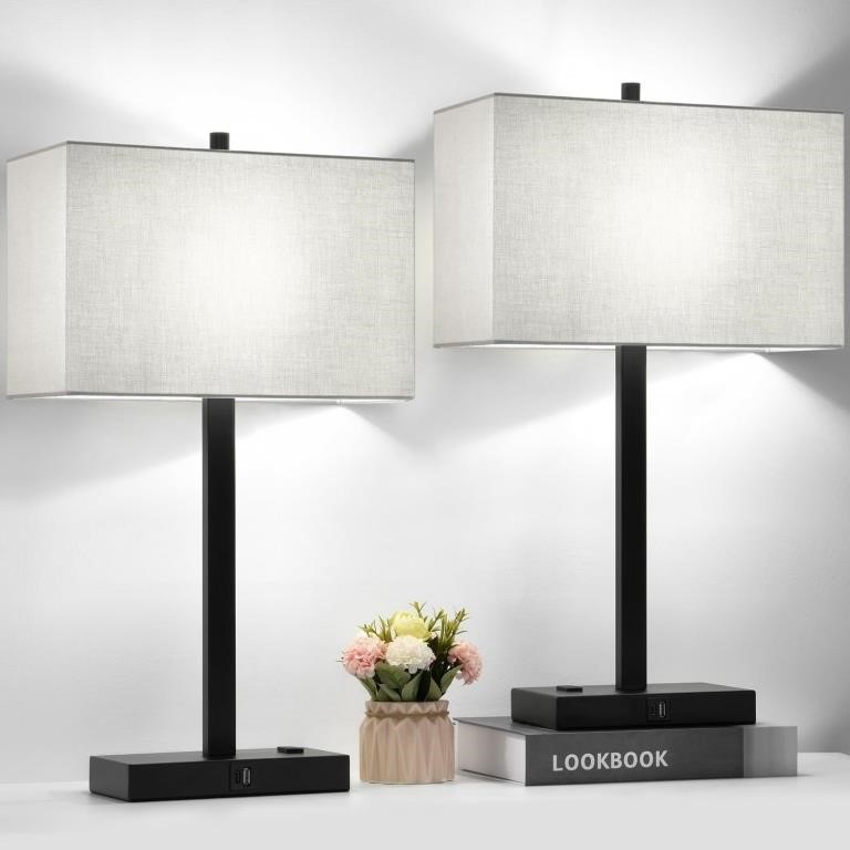 (N) 21" Set of 2 Touch Control Table Lamps with 2