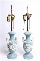 Wedgwood -Manner Ceramic Urn Lamps, Pair
