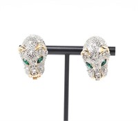 Vintage Cartier Style Panther Head Clip On Earring