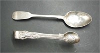 Sterling silver sugar nips and a teaspoon
