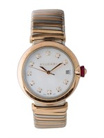 18k Yellow Gold Bvlgari Lvcea Auto Ss Watch 33mm