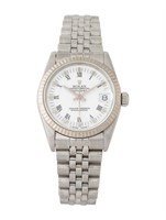 Rolex 18k Gold Lady Datejust White Dial Watch 29mm