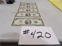 6) assorted older $2 bills