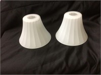 set of 2 pleated white frosted glass lamp shades